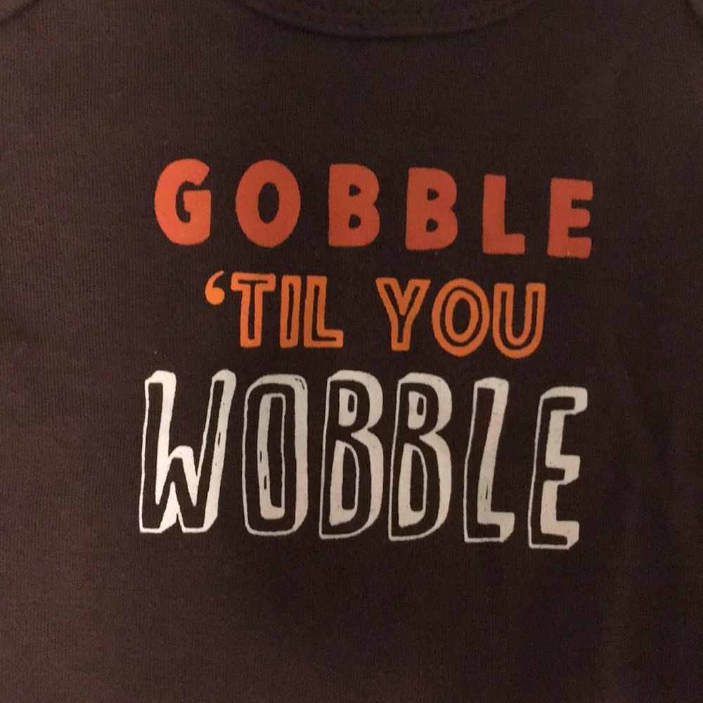 New Baby NB newborn Thanksgiving gobble Carters brown long sleeves onesie